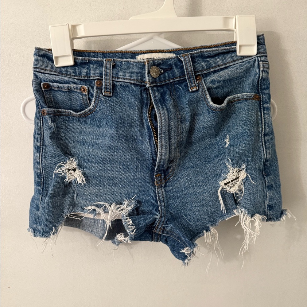 Abercrombie & Fitch Blue Distressed Jean Shorts